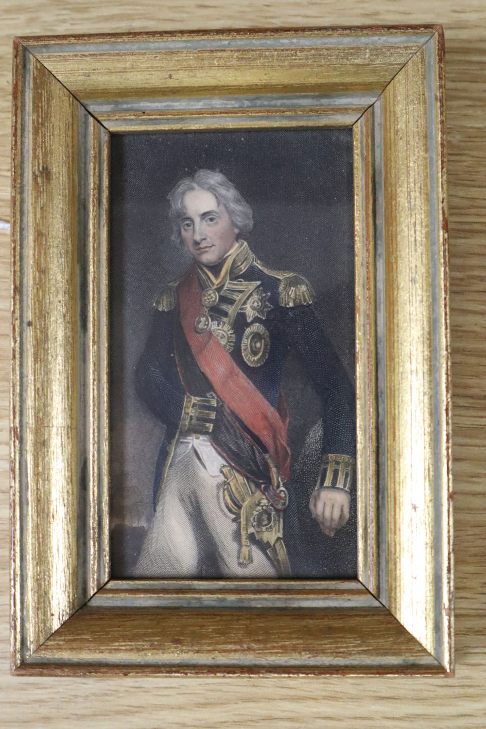 Miscellaneous items, including a coloured stipple engraving of Admiral Lord Nelson